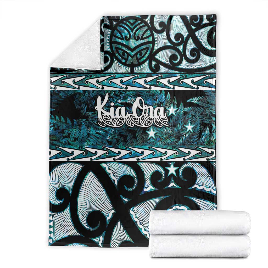 Kia Ora New Zealand Blanket Aotearoa Proud Maori Paua Shell Silver Fern - Polynesian Pride