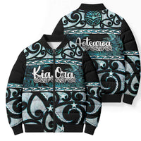 Kia Ora New Zealand Bomber Puffer Jacket Aotearoa Proud Maori Paua Shell Silver Fern - Polynesian Pride