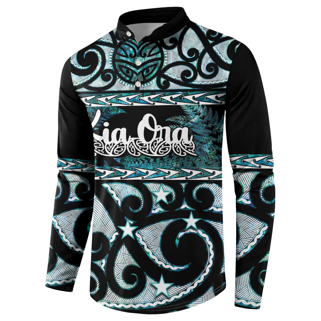 Kia Ora New Zealand Button Sweatshirt Aotearoa Proud Maori Paua Shell Silver Fern - Polynesian Pride