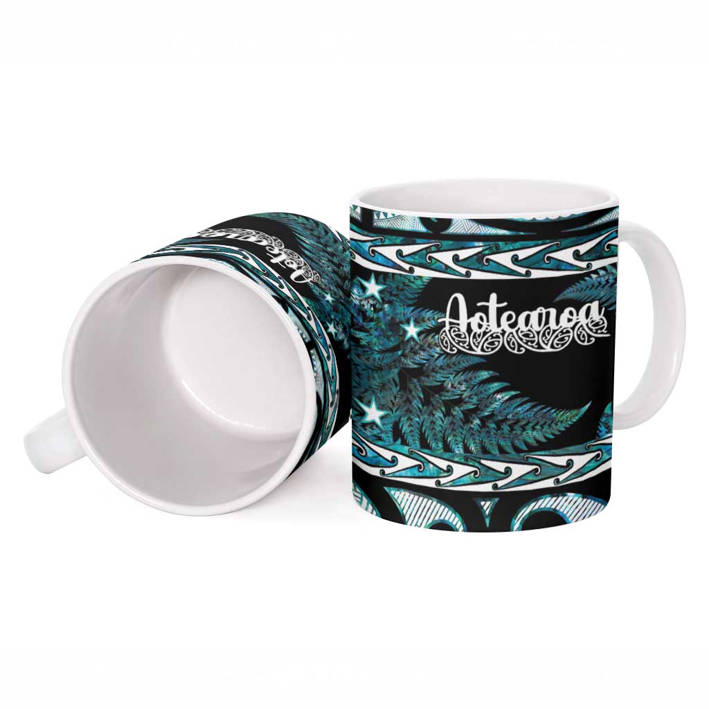 Kia Ora New Zealand Ceramic Mug Aotearoa Proud Maori Paua Shell Silver Fern - Polynesian Pride