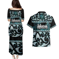 Kia Ora New Zealand Couples Matching Puletasi and Hawaiian Shirt Aotearoa Proud Maori Paua Shell Silver Fern - Polynesian Pride