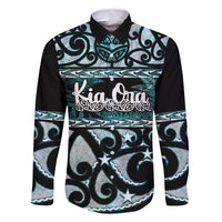Kia Ora New Zealand Family Matching Long Sleeve Bodycon Dress and Hawaiian Shirt Aotearoa Proud Maori Paua Shell Silver Fern - Polynesian Pride