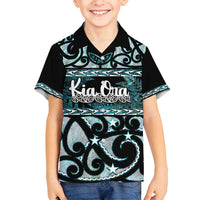 Kia Ora New Zealand Family Matching Long Sleeve Bodycon Dress and Hawaiian Shirt Aotearoa Proud Maori Paua Shell Silver Fern - Polynesian Pride