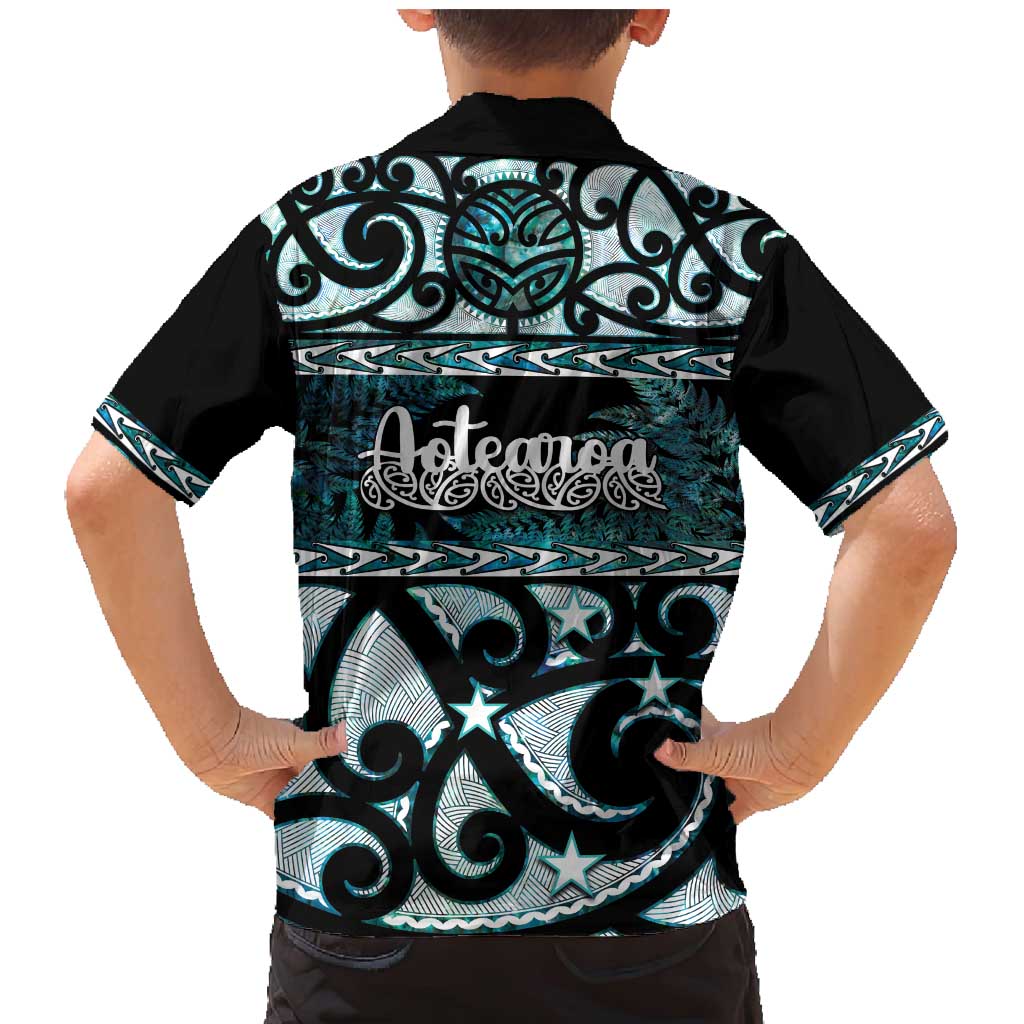 Kia Ora New Zealand Family Matching Mermaid Dress and Hawaiian Shirt Aotearoa Proud Maori Paua Shell Silver Fern - Polynesian Pride