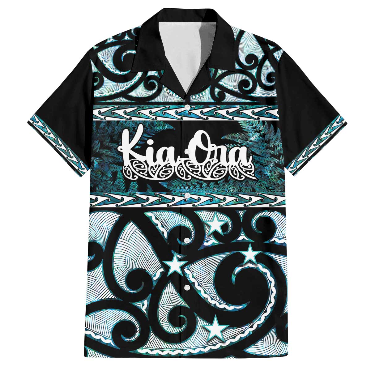 Kia Ora New Zealand Family Matching Off The Shoulder Long Sleeve Dress and Hawaiian Shirt Aotearoa Proud Maori Paua Shell Silver Fern - Polynesian Pride