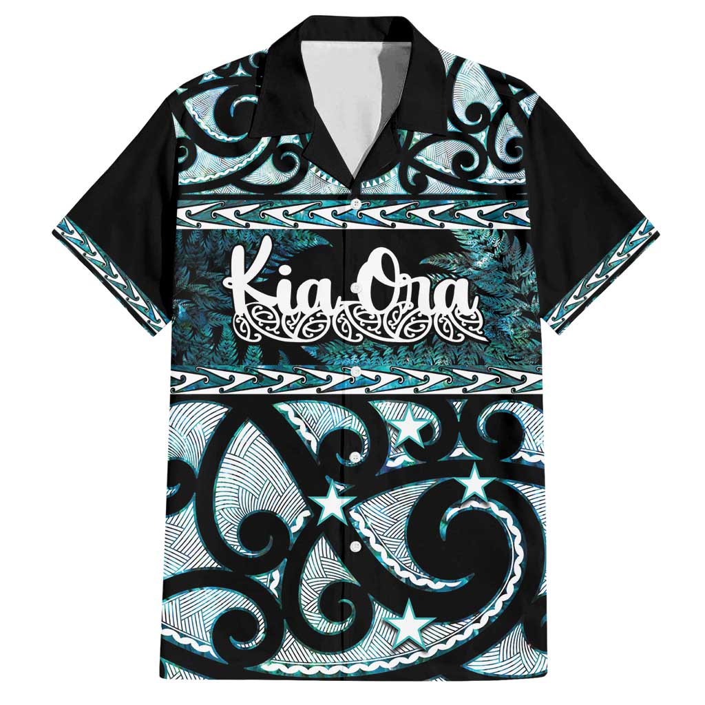 Kia Ora New Zealand Family Matching Off Shoulder Short Dress and Hawaiian Shirt Aotearoa Proud Maori Paua Shell Silver Fern - Polynesian Pride
