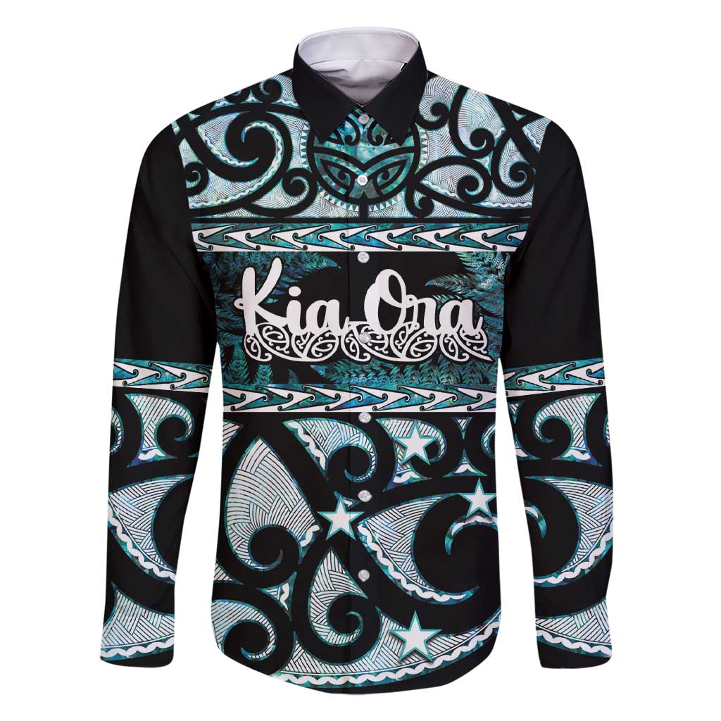 Kia Ora New Zealand Family Matching Short Sleeve Bodycon Dress and Hawaiian Shirt Aotearoa Proud Maori Paua Shell Silver Fern - Polynesian Pride
