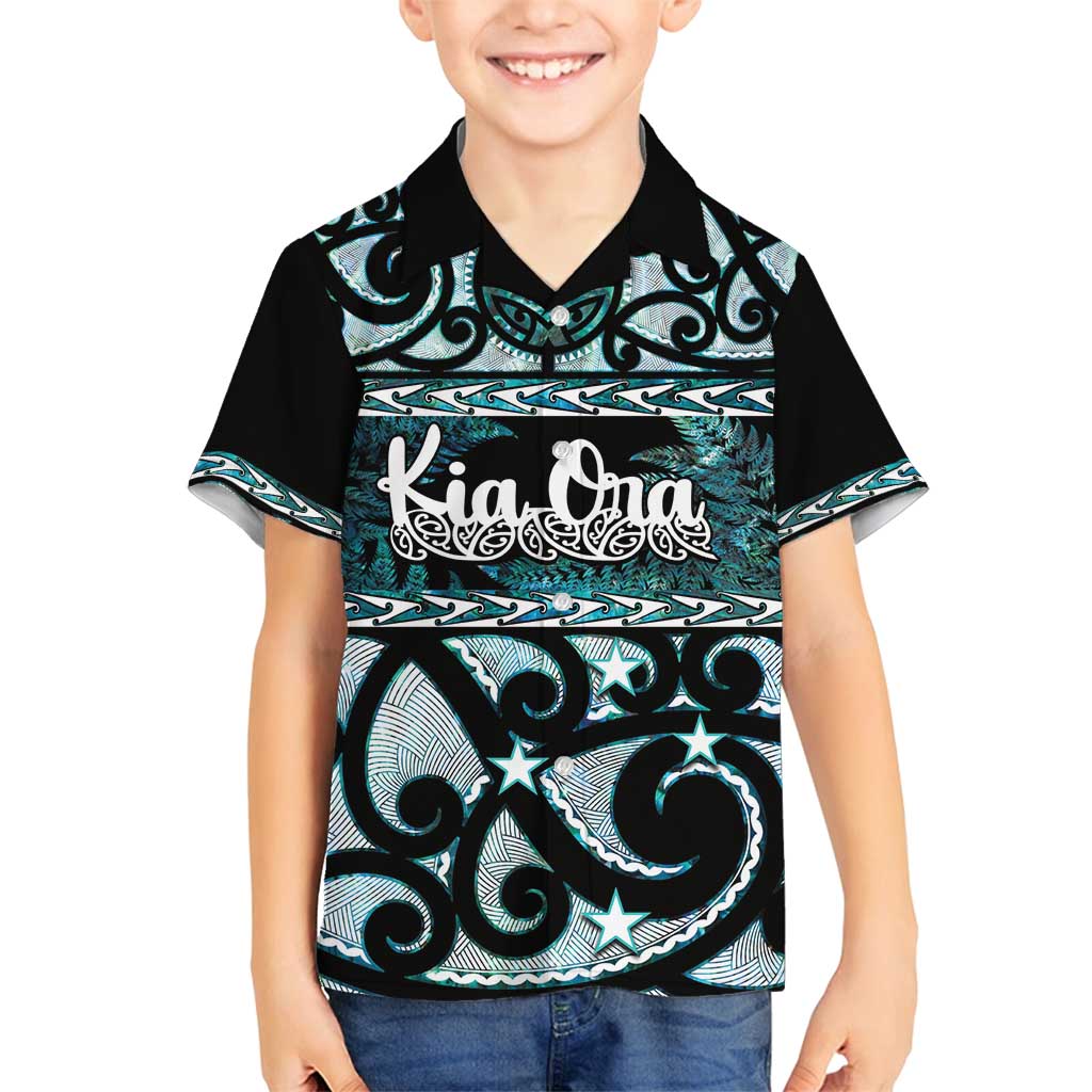 Kia Ora New Zealand Family Matching Tank Maxi Dress and Hawaiian Shirt Aotearoa Proud Maori Paua Shell Silver Fern - Polynesian Pride