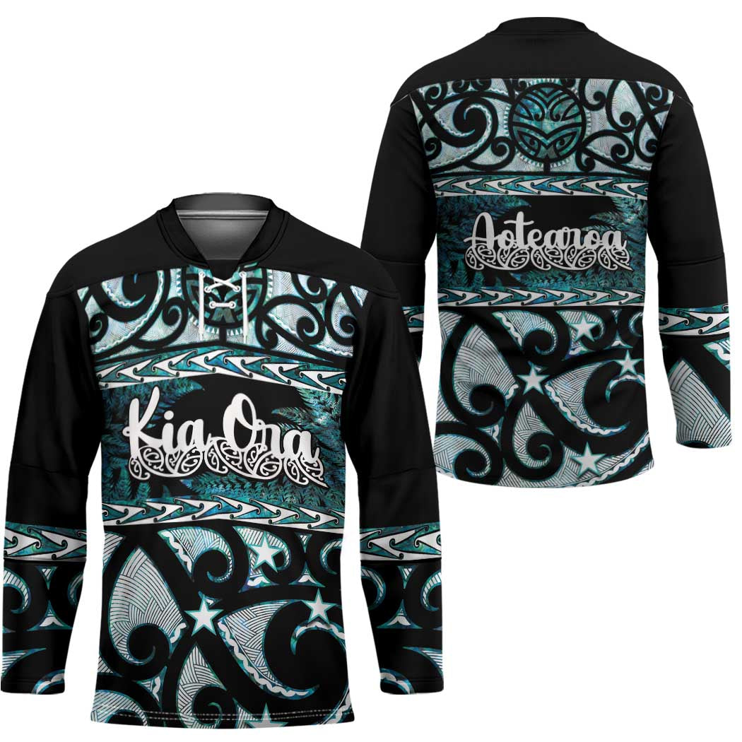 Kia Ora New Zealand Hockey Jersey Aotearoa Proud Maori Paua Shell Silver Fern - Polynesian Pride