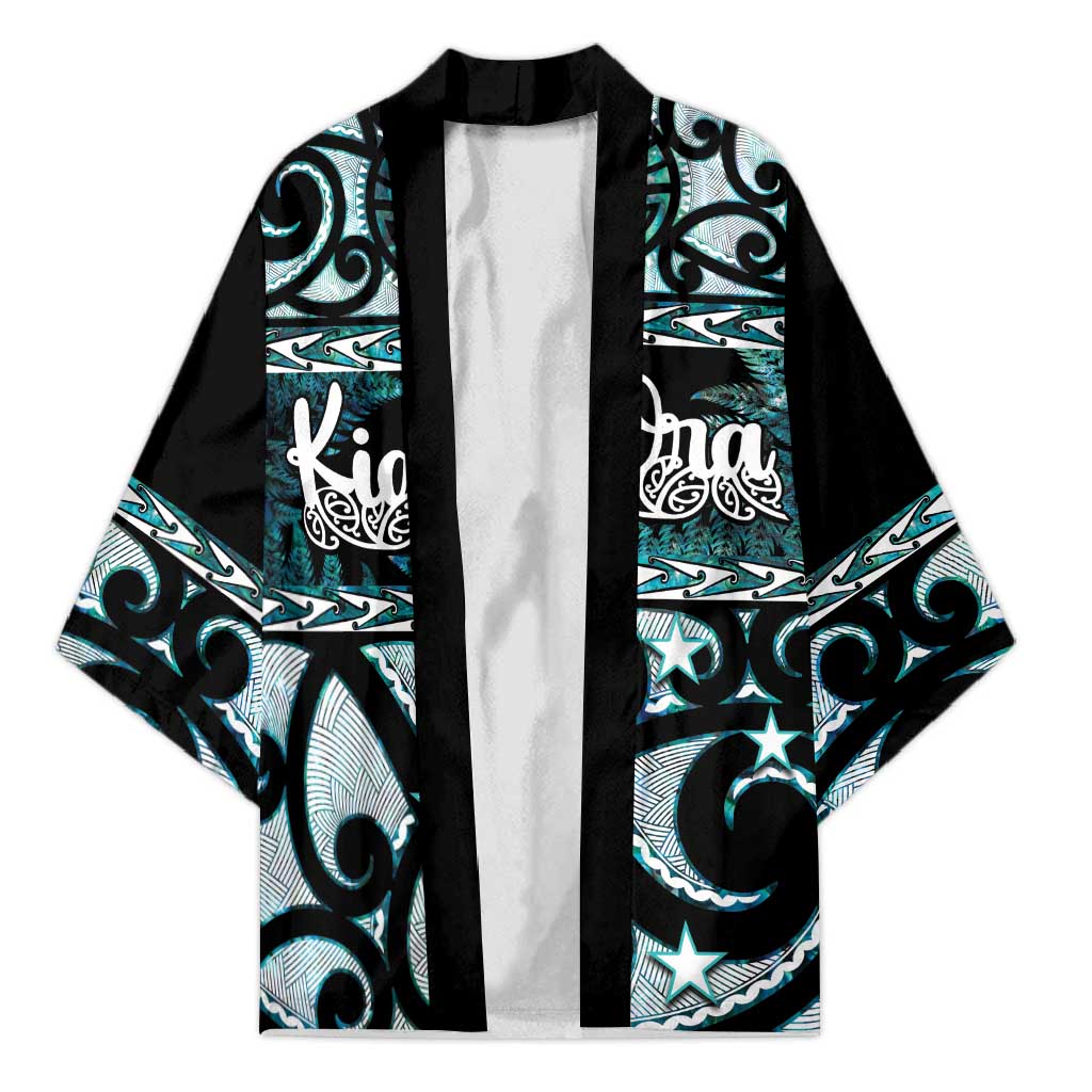 Kia Ora New Zealand Kimono Aotearoa Proud Maori Paua Shell Silver Fern - Polynesian Pride