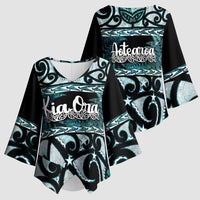 Kia Ora New Zealand Kimono Sleeve Blouse Aotearoa Proud Maori Paua Shell Silver Fern - Polynesian Pride