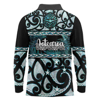 Kia Ora New Zealand Long Sleeve Polo Shirt Aotearoa Proud Maori Paua Shell Silver Fern - Polynesian Pride