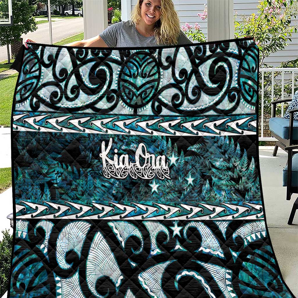 Kia Ora New Zealand Quilt Aotearoa Proud Maori Paua Shell Silver Fern - Polynesian Pride