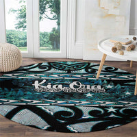 Kia Ora New Zealand Round Carpet Aotearoa Proud Maori Paua Shell Silver Fern - Polynesian Pride