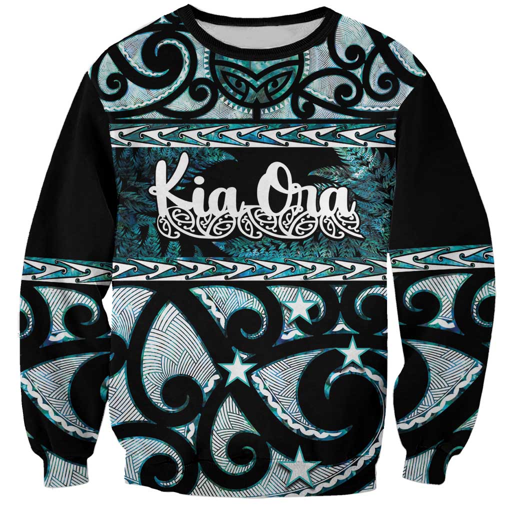 Kia Ora New Zealand Sweatshirt Aotearoa Proud Maori Paua Shell Silver Fern - Polynesian Pride