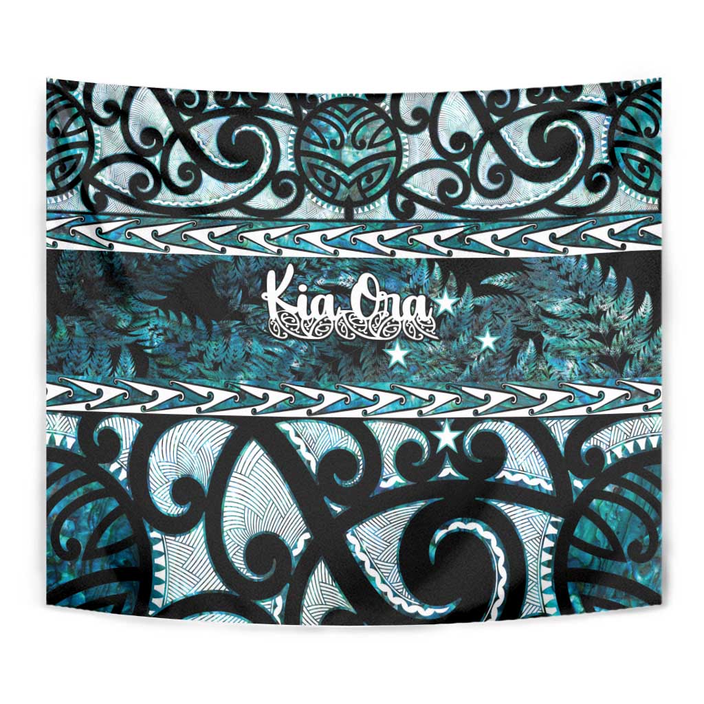 Kia Ora New Zealand Tapestry Aotearoa Proud Maori Paua Shell Silver Fern - Polynesian Pride