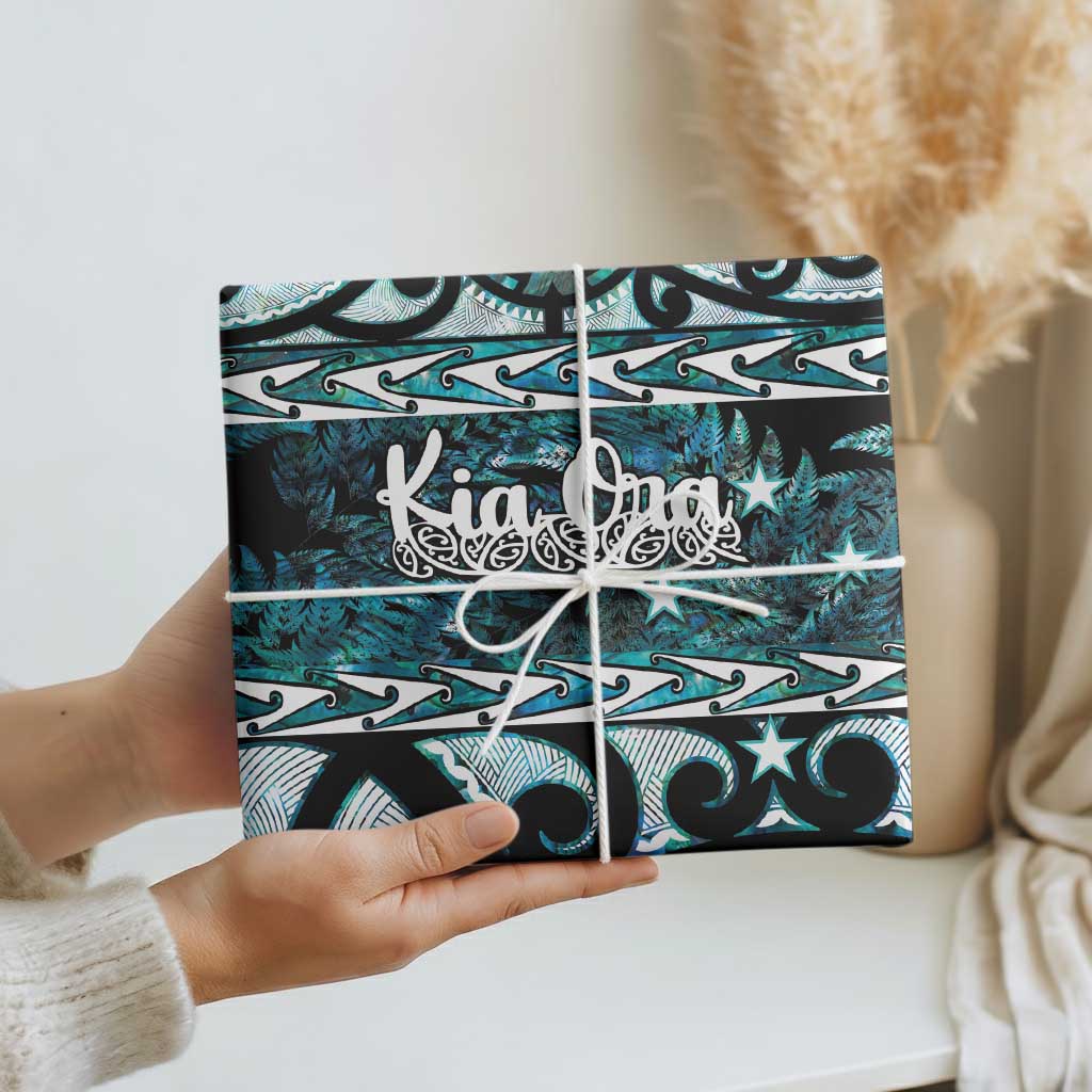 Kia Ora New Zealand Wrapping Paper Aotearoa Proud Maori Paua Shell Silver Fern - Polynesian Pride