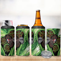 Piwakawaka New Zealand Christmas In July 4 in 1 Can Cooler Tumbler NZ Aroha Koru Fern Marble Vibes