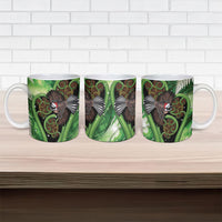 Piwakawaka New Zealand Christmas In July Ceramic Mug NZ Aroha Koru Fern Marble Vibes