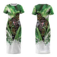 Piwakawaka New Zealand Christmas In July Couples Matching Short Sleeve Bodycon Dress and Hawaiian Shirt NZ Aroha Koru Fern Marble Vibes LT14 - Polynesian Pride