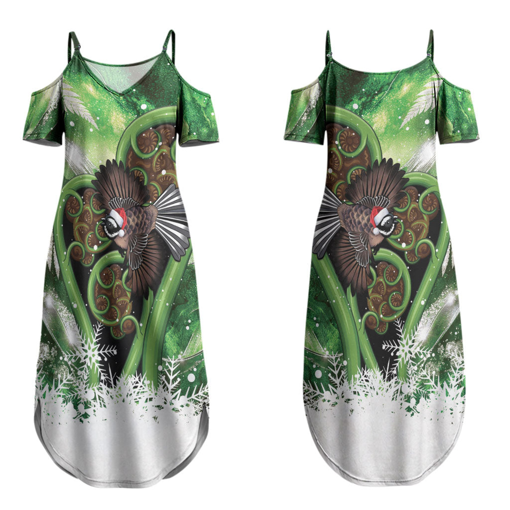 Piwakawaka New Zealand Christmas In July Couples Matching Summer Maxi Dress and Long Sleeve Button Shirt NZ Aroha Koru Fern Marble Vibes LT14 - Polynesian Pride