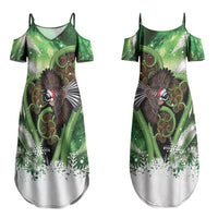 Piwakawaka New Zealand Christmas In July Couples Matching Summer Maxi Dress and Long Sleeve Button Shirt NZ Aroha Koru Fern Marble Vibes LT14 - Polynesian Pride