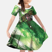 Piwakawaka New Zealand Christmas In July Family Matching Mermaid Dress and Hawaiian Shirt NZ Aroha Koru Fern Marble Vibes