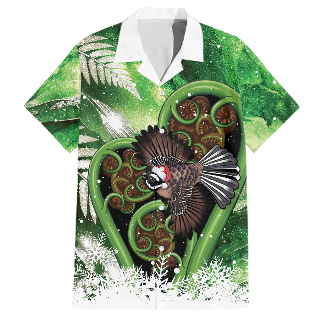 Piwakawaka New Zealand Christmas In July Family Matching Mermaid Dress and Hawaiian Shirt NZ Aroha Koru Fern Marble Vibes