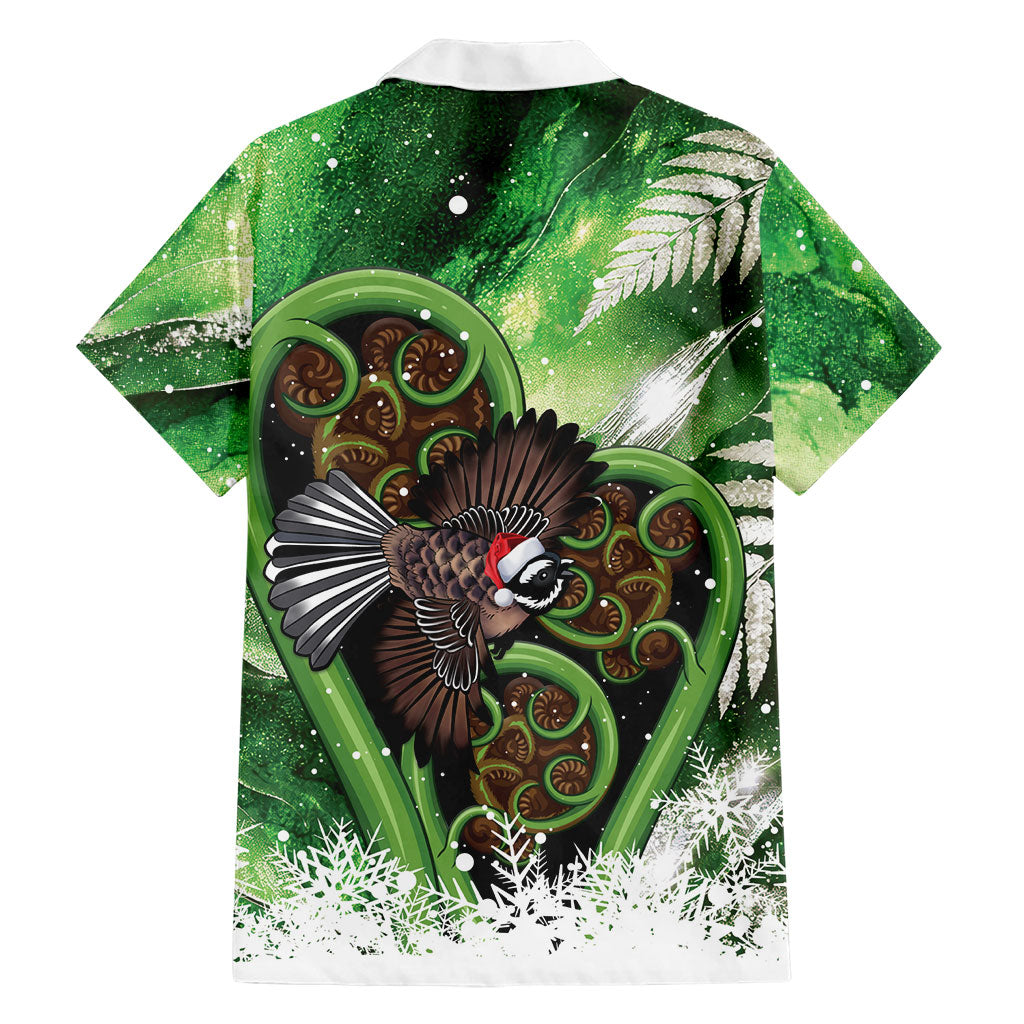 Piwakawaka New Zealand Christmas In July Family Matching Mermaid Dress and Hawaiian Shirt NZ Aroha Koru Fern Marble Vibes