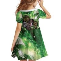 Piwakawaka New Zealand Christmas In July Family Matching Off The Shoulder Long Sleeve Dress and Hawaiian Shirt NZ Aroha Koru Fern Marble Vibes