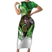 Piwakawaka New Zealand Christmas In July Family Matching Short Sleeve Bodycon Dress and Hawaiian Shirt NZ Aroha Koru Fern Marble Vibes
