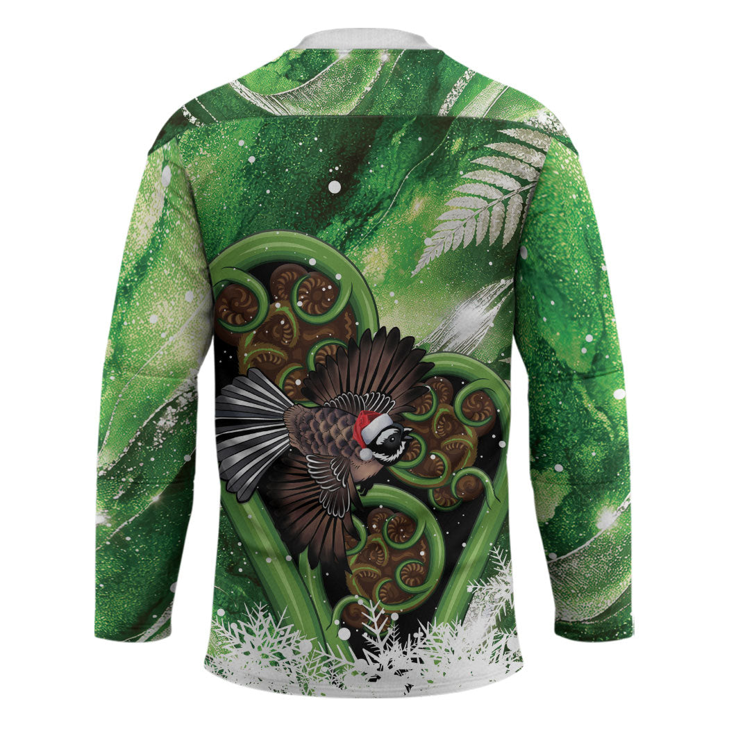 Piwakawaka New Zealand Christmas In July Hockey Jersey NZ Aroha Koru Fern Marble Vibes