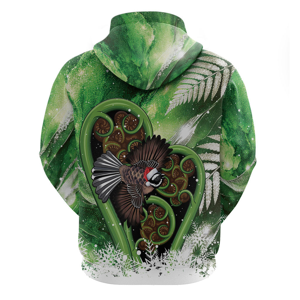 Piwakawaka New Zealand Christmas In July Hoodie NZ Aroha Koru Fern Marble Vibes