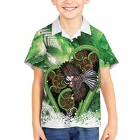 Piwakawaka New Zealand Christmas In July Kid Hawaiian Shirt NZ Aroha Koru Fern Marble Vibes
