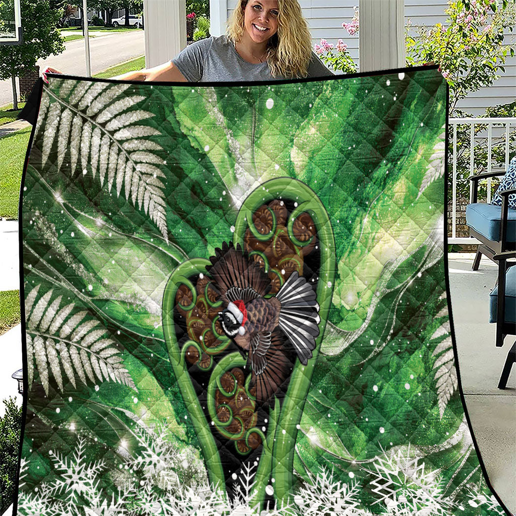 Piwakawaka New Zealand Christmas In July Quilt NZ Aroha Koru Fern Marble Vibes