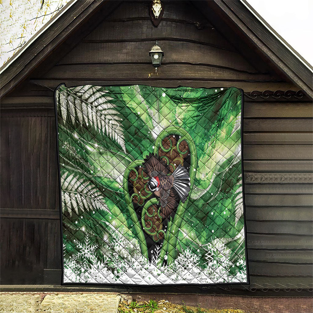 Piwakawaka New Zealand Christmas In July Quilt NZ Aroha Koru Fern Marble Vibes