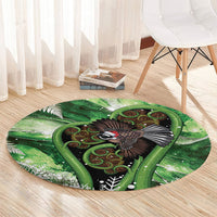 Piwakawaka New Zealand Christmas In July Round Carpet NZ Aroha Koru Fern Marble Vibes