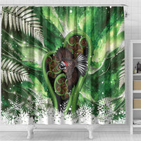 Piwakawaka New Zealand Christmas In July Shower Curtain NZ Aroha Koru Fern Marble Vibes