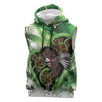 Piwakawaka New Zealand Christmas In July Sleeveless Hoodie NZ Aroha Koru Fern Marble Vibes