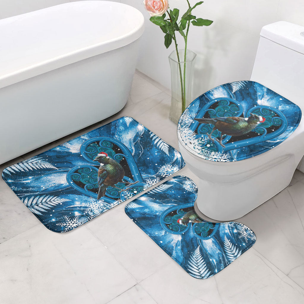 Tui Bird New Zealand Christmas In July Bathroom Set NZ Aroha Koru Fern Marble Vibes