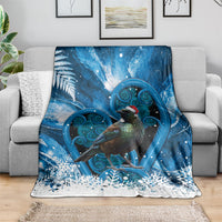 Tui Bird New Zealand Christmas In July Blanket NZ Aroha Koru Fern Marble Vibes