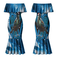 Tui Bird New Zealand Christmas In July Couples Matching Mermaid Dress and Hawaiian Shirt NZ Aroha Koru Fern Marble Vibes LT14 - Polynesian Pride