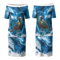 Tui Bird New Zealand Christmas In July Couples Matching Puletasi and Hawaiian Shirt NZ Aroha Koru Fern Marble Vibes LT14 - Polynesian Pride
