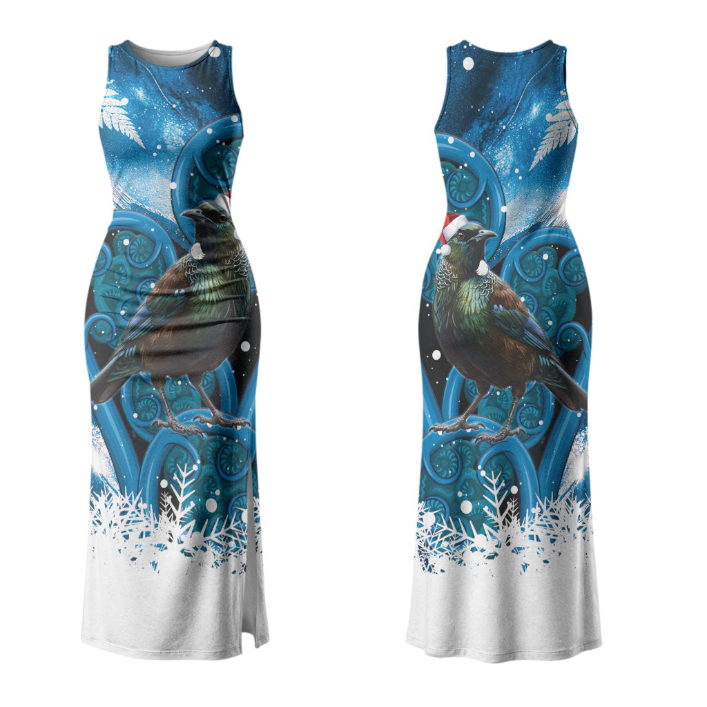 Tui Bird New Zealand Christmas In July Couples Matching Tank Maxi Dress and Hawaiian Shirt NZ Aroha Koru Fern Marble Vibes LT14 - Polynesian Pride