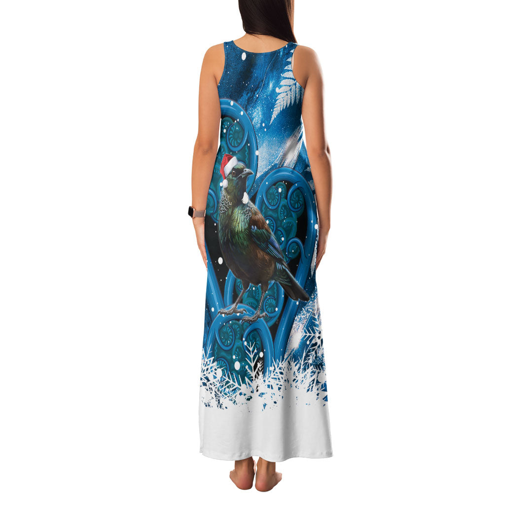 Tui Bird New Zealand Christmas In July Family Matching Tank Maxi Dress and Hawaiian Shirt NZ Aroha Koru Fern Marble Vibes