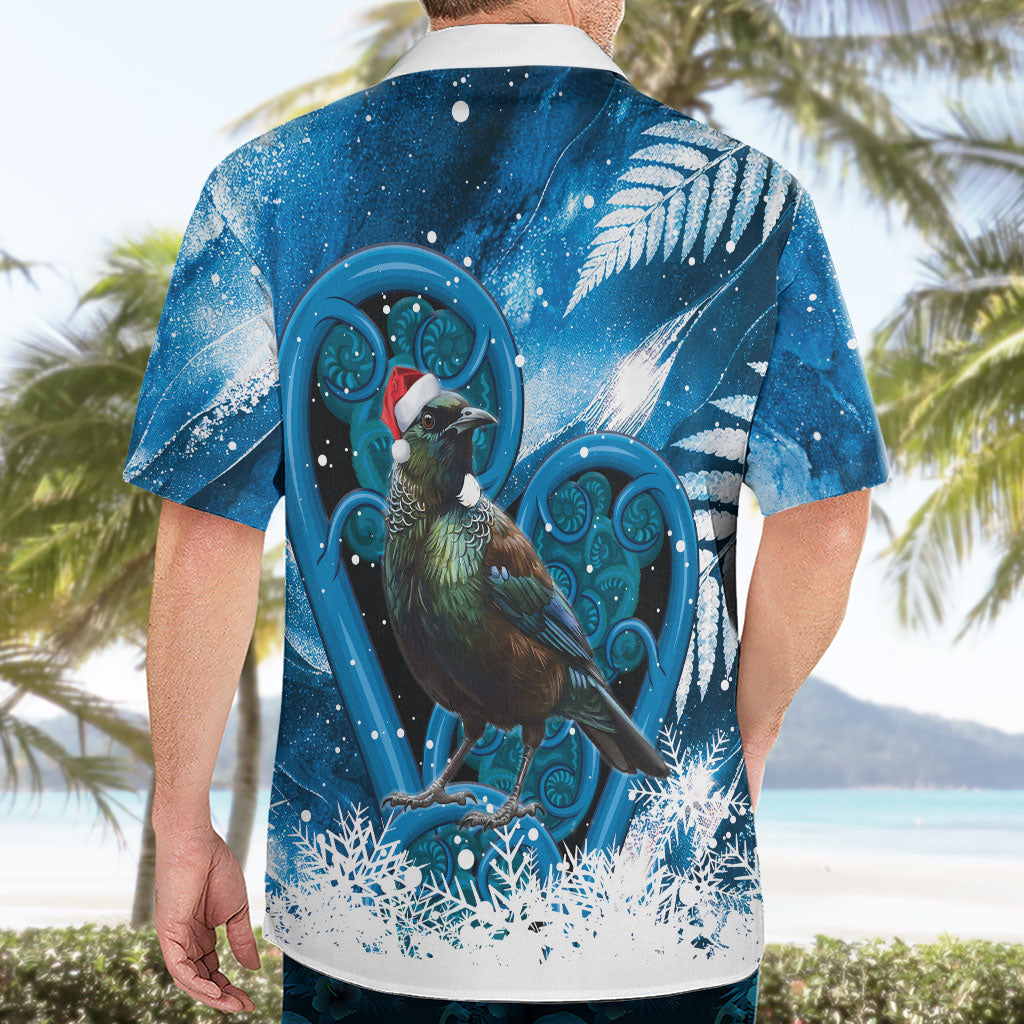 Tui Bird New Zealand Christmas In July Hawaiian Shirt NZ Aroha Koru Fern Marble Vibes