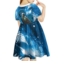 Tui Bird New Zealand Christmas In July Kid Short Sleeve Dress NZ Aroha Koru Fern Marble Vibes