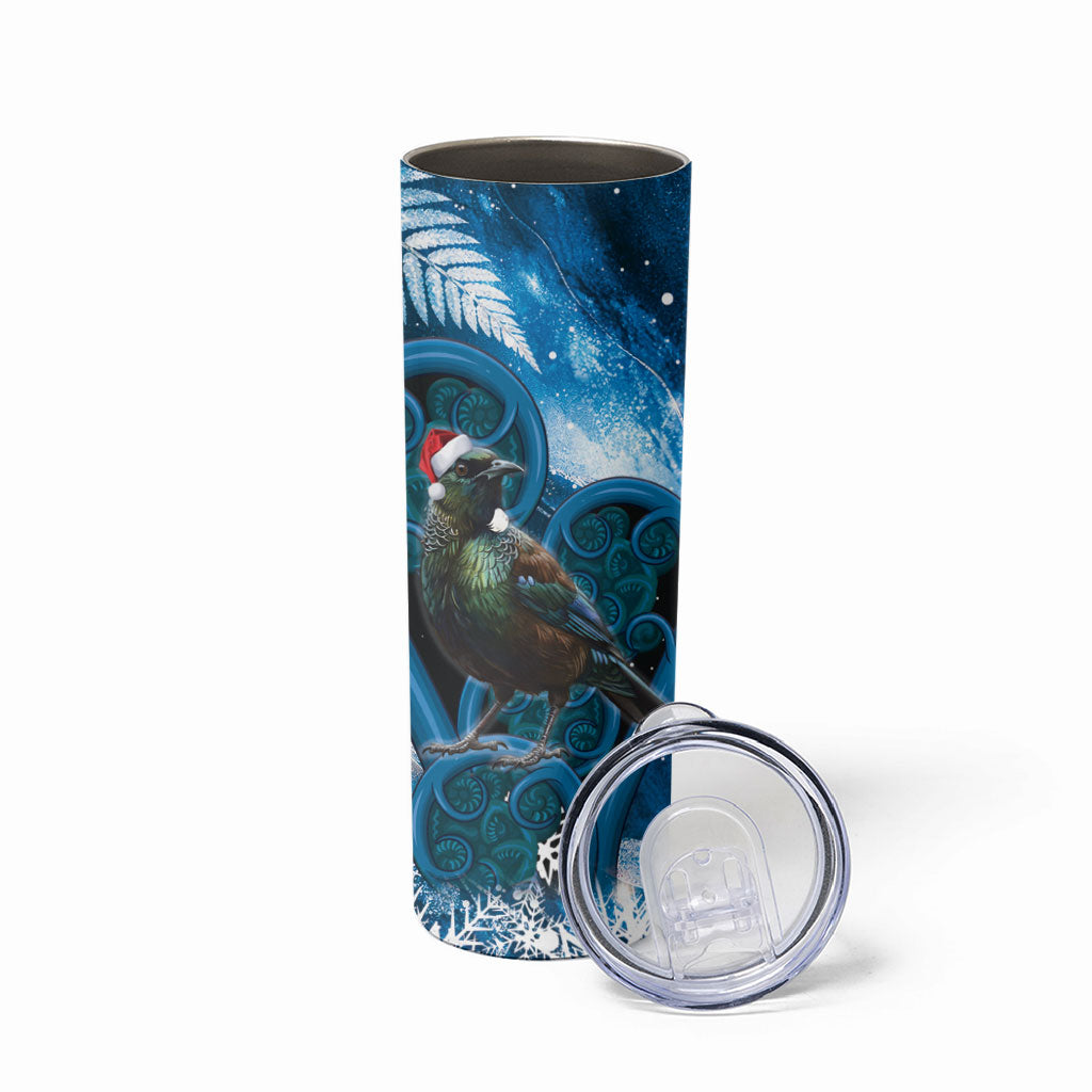 Tui Bird New Zealand Christmas In July Skinny Tumbler NZ Aroha Koru Fern Marble Vibes