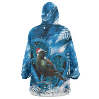 Tui Bird New Zealand Christmas In July Wearable Blanket Hoodie NZ Aroha Koru Fern Marble Vibes