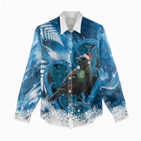 Tui Bird New Zealand Christmas In July Women Casual Shirt NZ Aroha Koru Fern Marble Vibes